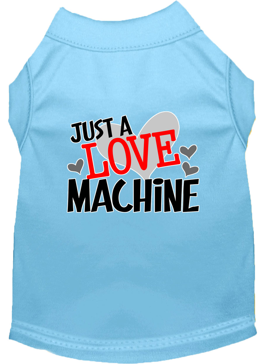 Love Machine Screen Print Dog Shirt Baby Blue Lg